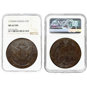 Russia 5 Kopecks 1795 KM NGC MS 62 BN