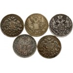 Russia 5 Kopecks (1827-1854) Lot of 5 Coins