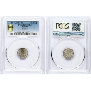 Russia 5 Kopecks 1884 СПБ-АГ PCGS MS 64