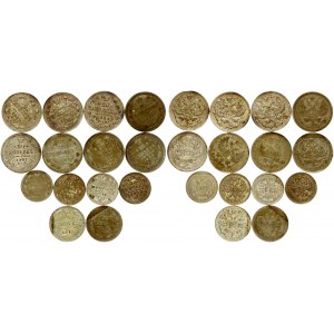 Russia 10 - 20 Kopecks (1864-1915) Lot of 14 Coins