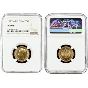 Russia 7.5 Roubles 1897 (АГ) - NGC MS 62