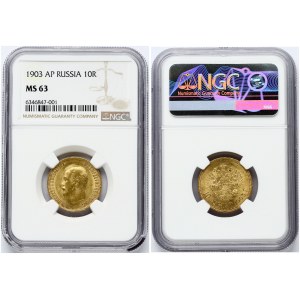 Russia 10 Roubles 1903 (АР) NGC MS 63