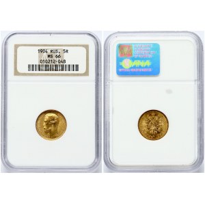 Russia 5 Roubles 1904 (АР) NGC MS 66