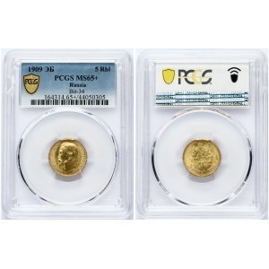 Russia 5 Roubles 1909 (ЭБ) (R) PCGS MS 65+