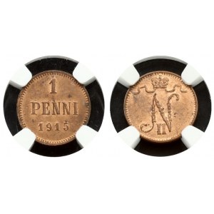 Russia For Finland 1 Penni 1915 NGC MS 64 RB