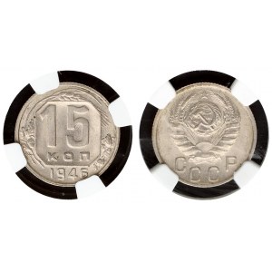 Russia USSR 15 Kopecks 1946 NGC MS 64