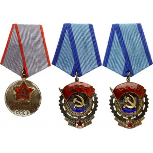 Russia USSR Orders of the Red Banner of Labor & Medal 'For Labor Valor' (20th Century) Lot of 2 Order & Medal
