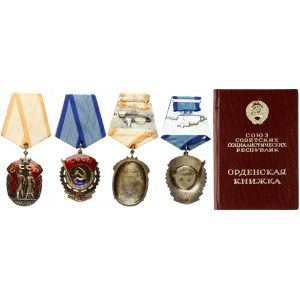 Russia USSR Order of the Red Banner of Labor (1973) & Order of the Badge of Honor Lot of 2 Orders