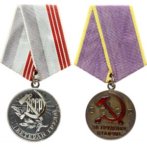 Russia USSR Medal 'For labor distinction' & 'Veteran of labour'(1977) Lot of 2 Medals