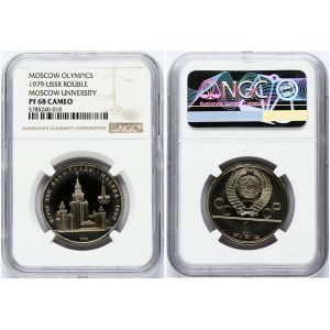 Russia USSR 1 Rouble 1979 XXII Summer Olympic Games Moscow 1980 - University NGC PF 68 CAMEO TOP POP