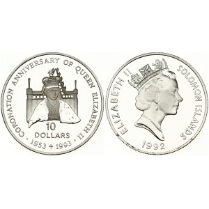 Solomon Islands 10 Dollars 1992 40th Anniversary of the Coronation of Queen
