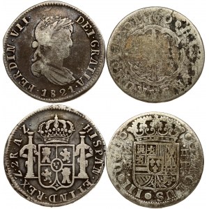 Spain 2 Reales 1760 MJP & Mexico 2 Reales 1821 AZ Lot of 2 Coins