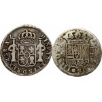 Spain 2 Reales 1760 MJP & Mexico 2 Reales 1821 AZ Lot of 2 Coins