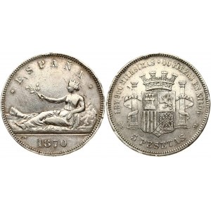 Spain 5 Pesetas 1870 (70) SN-M