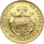 Spain 25 Pesetas 1876 (78) DE-M - VF+