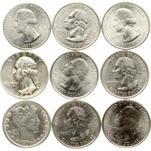 USA 1/4 Dollar (1899-2021) Lot of 9 Coins