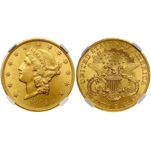 USA 20 Dollars 1904 Philadelphia 'Liberty Head - Double Eagle' NGC MS 62