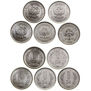 Polska, zestaw: 5 x 1 złoty, 1965-1986, Warszawa