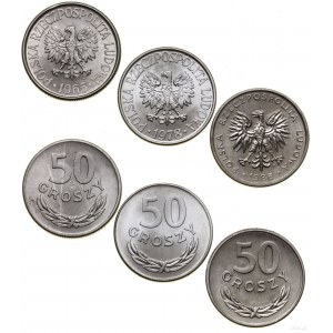 Poland, set: 3 x 50 pennies, 1965, 1978, 1986, Warsaw.