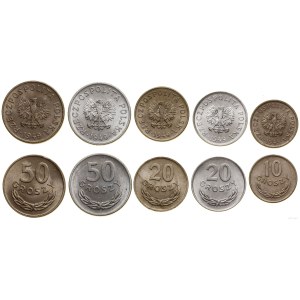 Polska, zestaw 5 monet, 1949, Kremnica i Warszawa