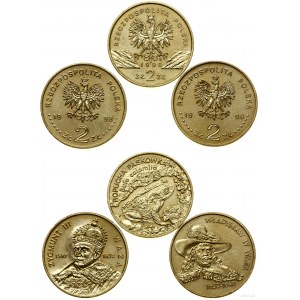 Polen, Satz von 3 x 2 Gold, 1998, 1999, Warschau