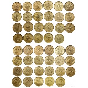 Poland, set: 23 x 2 pennies, 1990-2019, Warsaw
