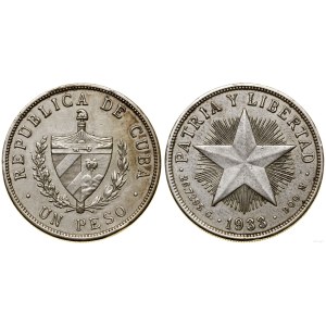 Cuba, 1 peso, 1933, Philadelphia