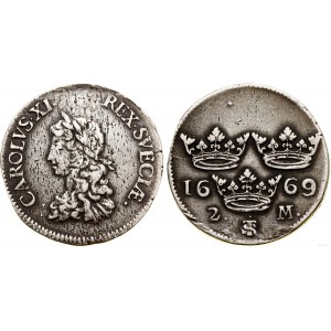 Szwecja, 2 marki, 1669, Sztokholm
