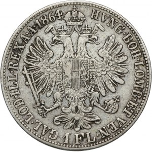 Austria, Franciszek Józef I, floren 1864 B, Kremnica