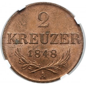 Austria, Franz Josef I, 2 Kreuzer 1848 A, Vienna