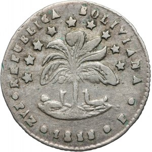 Bolivia, 1/2 Sol 1855 PAZ P