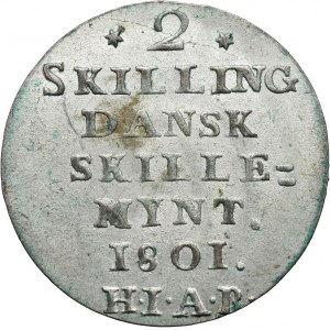 Denmark, Christian VII, 2 Skilling 1801 HIAB