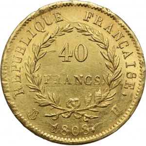 France, Napoleon I, 40 Francs 1808 H, La Rochelle