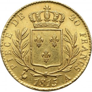 Francja, Ludwik XVIII, 20 franków 1815 A, Paryż