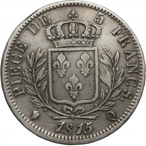 France, Louis XVIII, 5 Francs 1815/4 Q, Perpignan