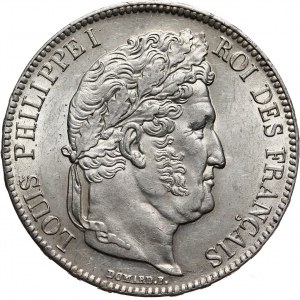 Francja, Ludwik Filip I, 5 franków 1837 B, Rouen