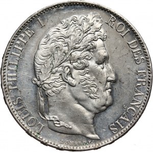 Francja, Ludwik Filip I, 5 franków 1847 A, Paryż