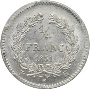 France, Louis Philippe I, 1/4 Franc 1831 H, La Rochelle