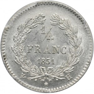 Francja, Ludwik Filip I, 1/4 franka 1831 H, La Rochelle
