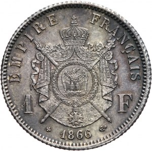 Francja, Napoleon III, 1 frank 1866 BB, Strasburg