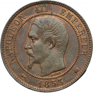 Francja, Napoleon III, 10 centymów 1853 K, Bordeaux
