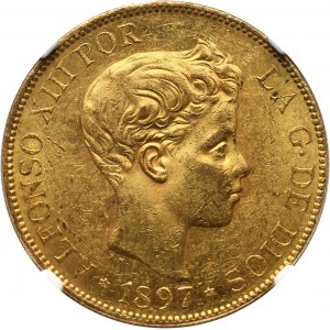 Hiszpania, Alfons XIII, 100 peset 1897 (18-97)