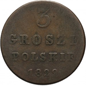 Królestwo Kongresowe, Mikołaj I, 3 grosze 1829 FH, Warszawa