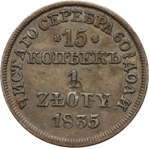 Zabór rosyjski, Mikołaj I, 15 kopiejek = 1 złoty 1835 MW, Warszawa
