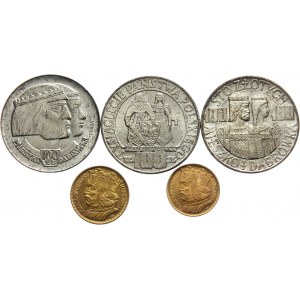 II RP, zestaw 10 i 20 złotych Bolesław Chrobry 1925 oraz 3 x 100 złotych Mieszko i Dąbrówka 1966