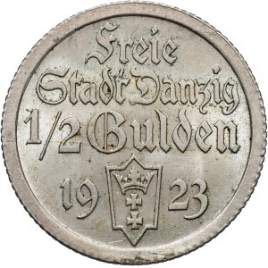 Wolne Miasto Gdańsk, 1/2 guldena 1923, Utrecht, koga