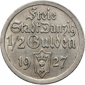 Wolne Miasto Gdańsk, 1/2 guldena 1927, Berlin, koga