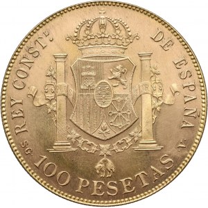 Hiszpania, 100 peset 1897 (19-62), nowe bicie (restrike)