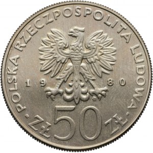 PRL, 50 złotych 1980, Bolesław Chrobry, PRÓBA, miedzionikiel