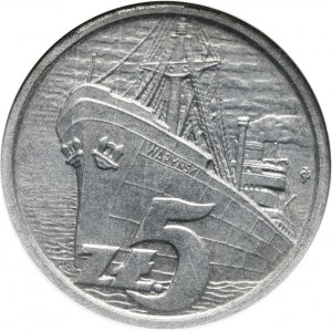PRL, 5 złotych 1958, Waryński, PRÓBA, aluminium